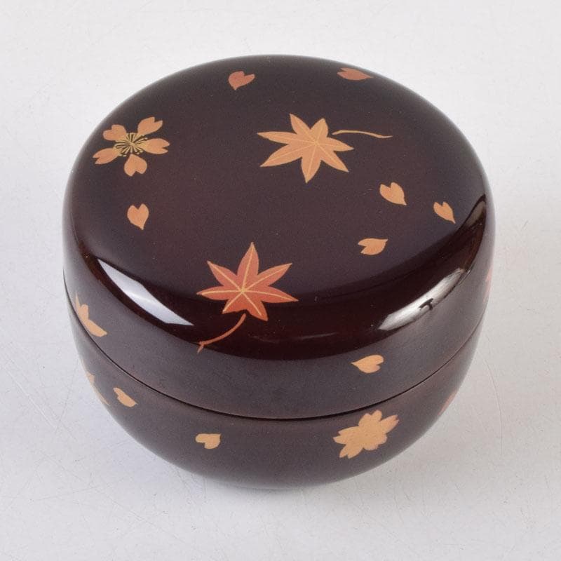 茶道具　玉泉作　春秋蒔絵　平棗　共箱　V　8736