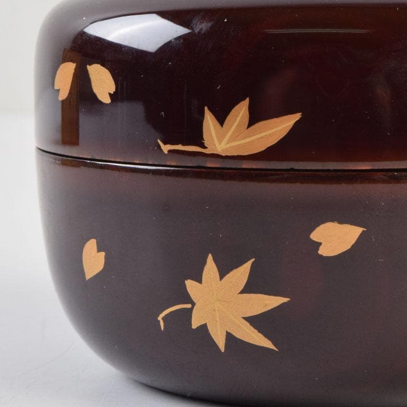 茶道具　玉泉作　春秋蒔絵　平棗　共箱　V　8736