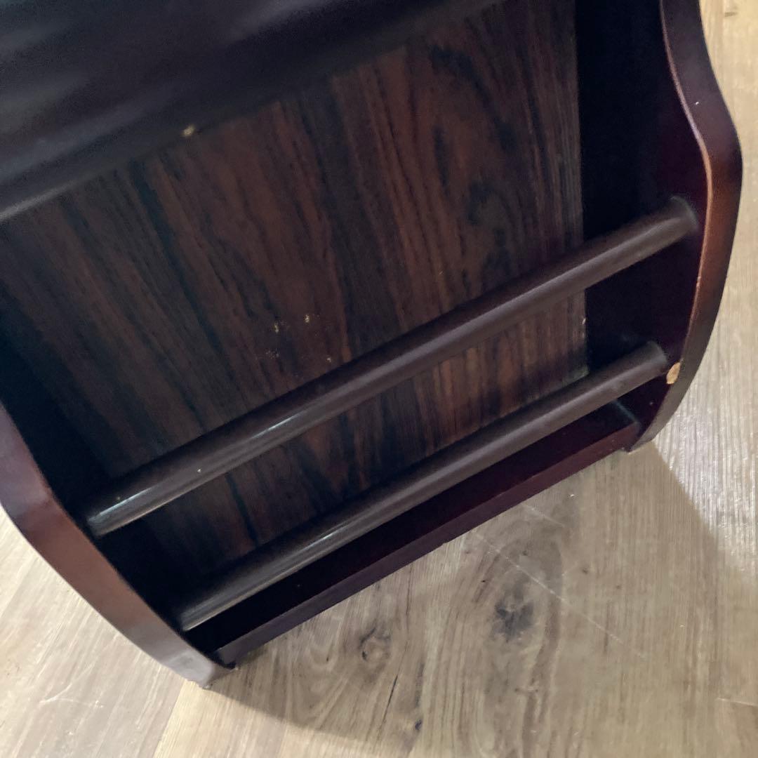 C-4アンティーク センターテーブル 大理石柄天板 マガジンラック付ローテーブル