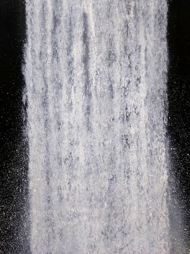 【F20号】千住博【ウォーターフォール】手描き/表サイン・共シール有/岩彩/油彩