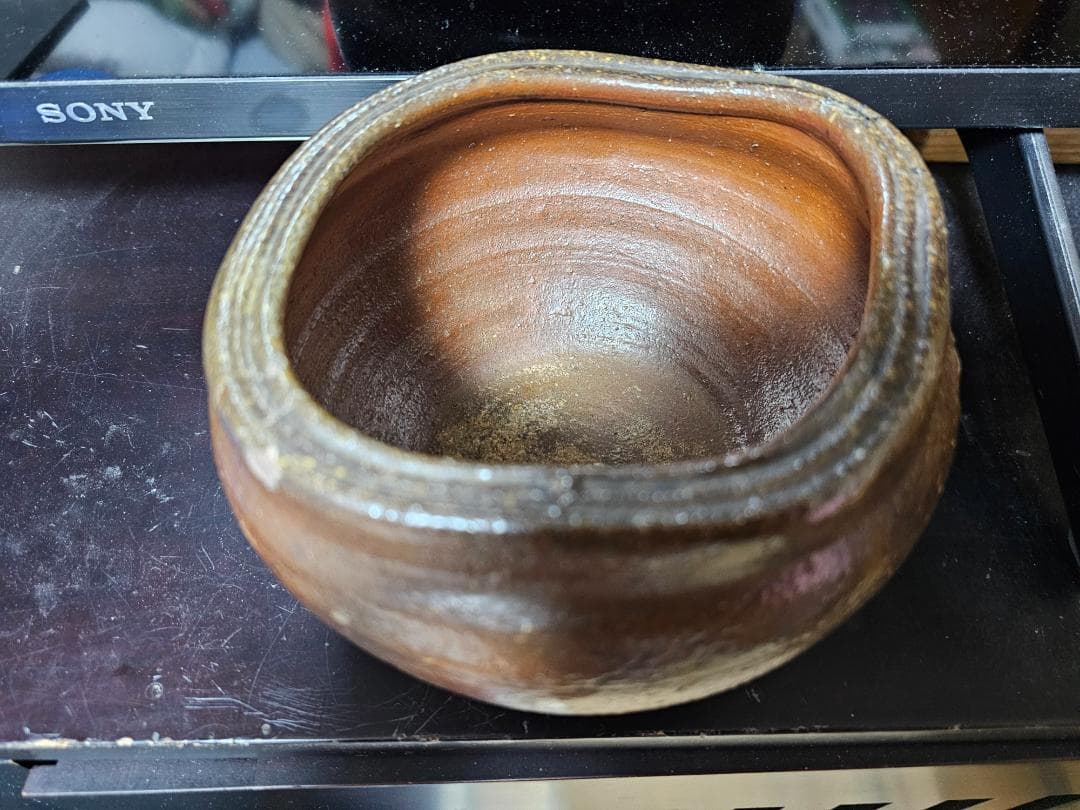 江戸初期 古田織部好み建水 古備前 分銅描判