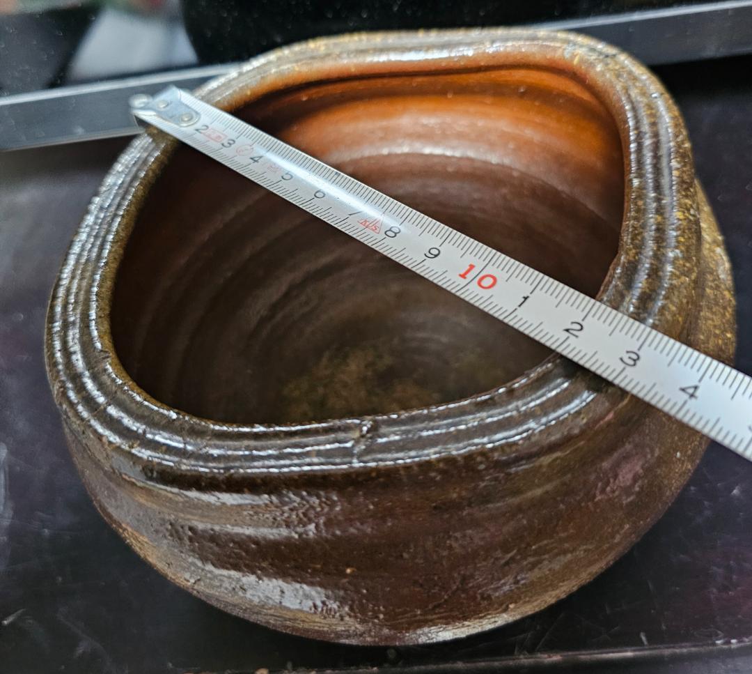 江戸初期 古田織部好み建水 古備前 分銅描判