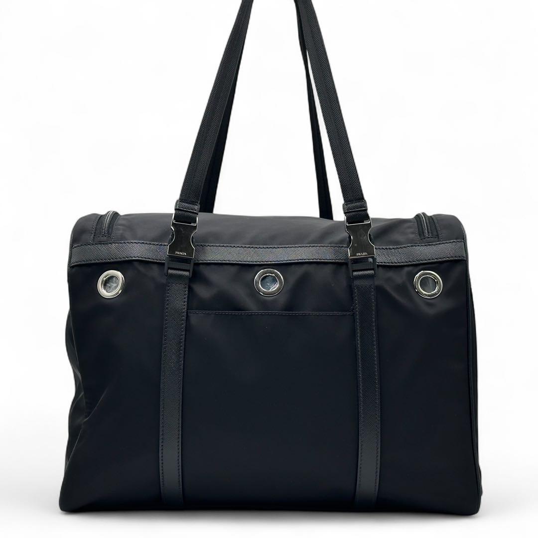 【現行】PRADA プラダ　Re-Nylon xサフィアーノレザー ペットバッグ