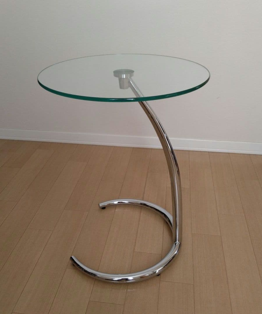 お値下げ　IDC大塚ガラスラウンド サイドテーブル