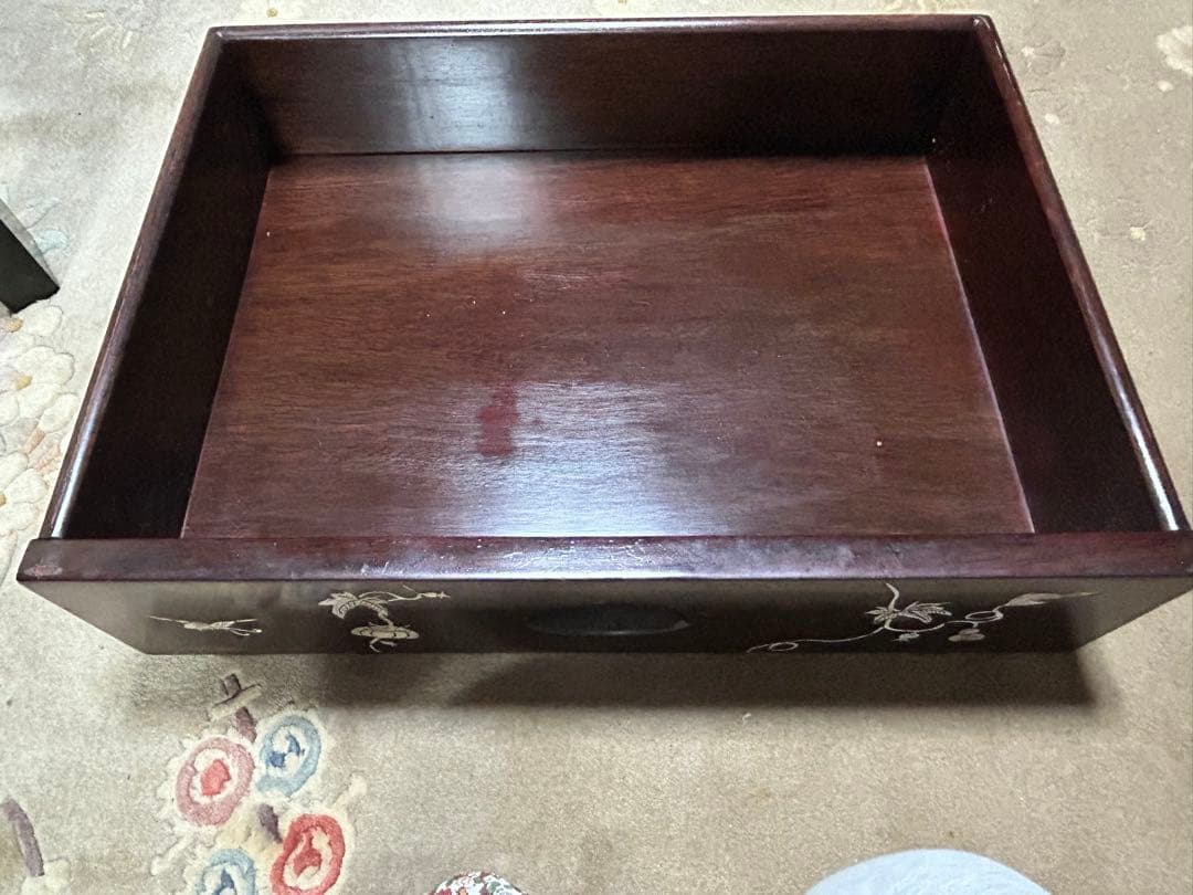 花と鳥の螺鈿木製タンス 5段