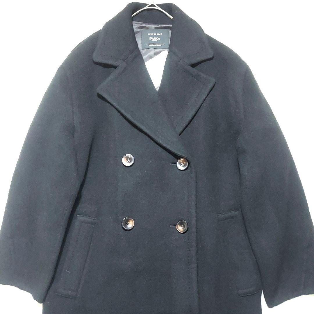 アダムエロペ　オーバーサイズ　チェスターコート　シルク混　ダブル　ロングコート