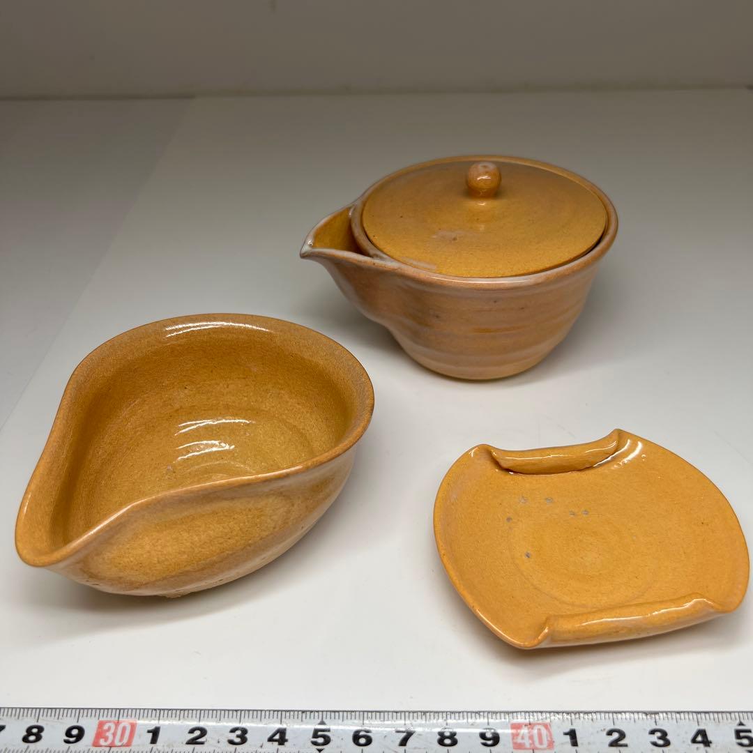 名工　十四代　坂倉新兵衛　萩焼煎茶器セット　共箱　東な7-0810①