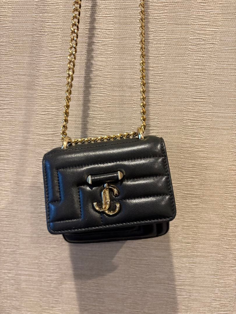JIMMY CHOO ブラックレザーショルダーバッグ