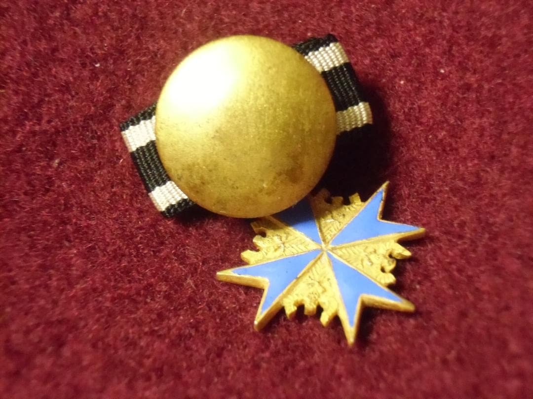 Ｗ帝政ドイツ軍/プロイセン王国＊プールルメリット勲章ミニチュア釦穴用（実物）