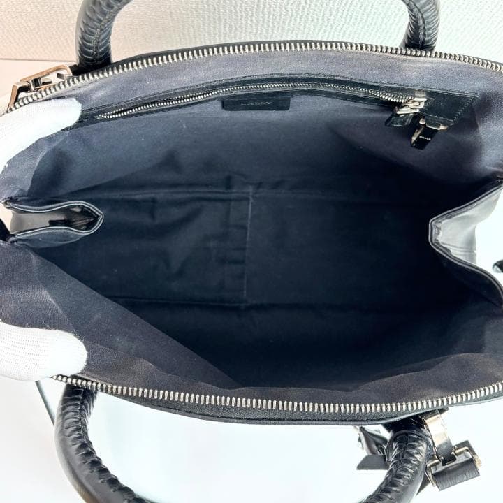 【良品】BALLY 2wayブラック レザー ハンドバッグ ビジネスバッグ 鍵