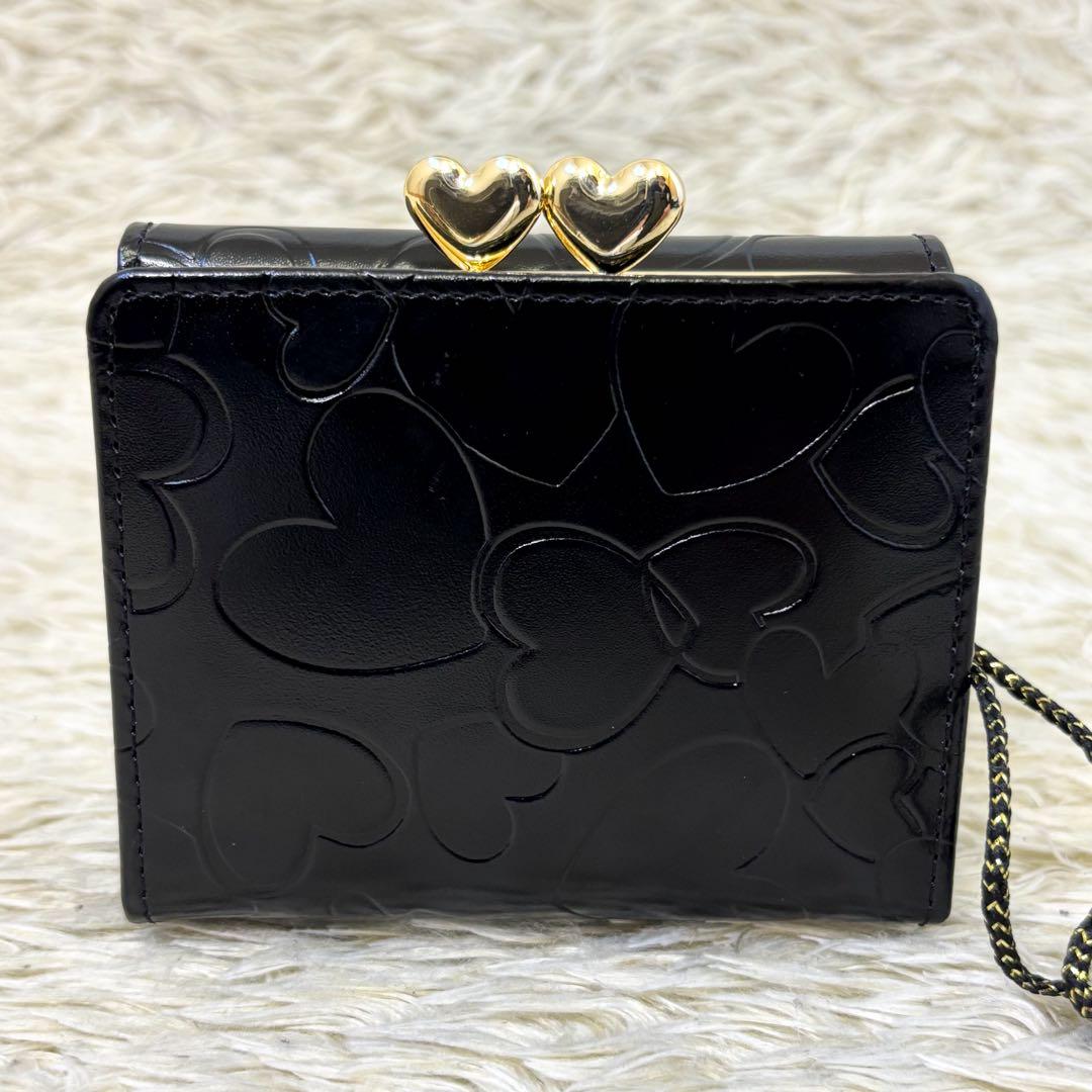 現行【未使用】シンクビー 三つ折り財布 ハーティハート ブラック 黒 がま口