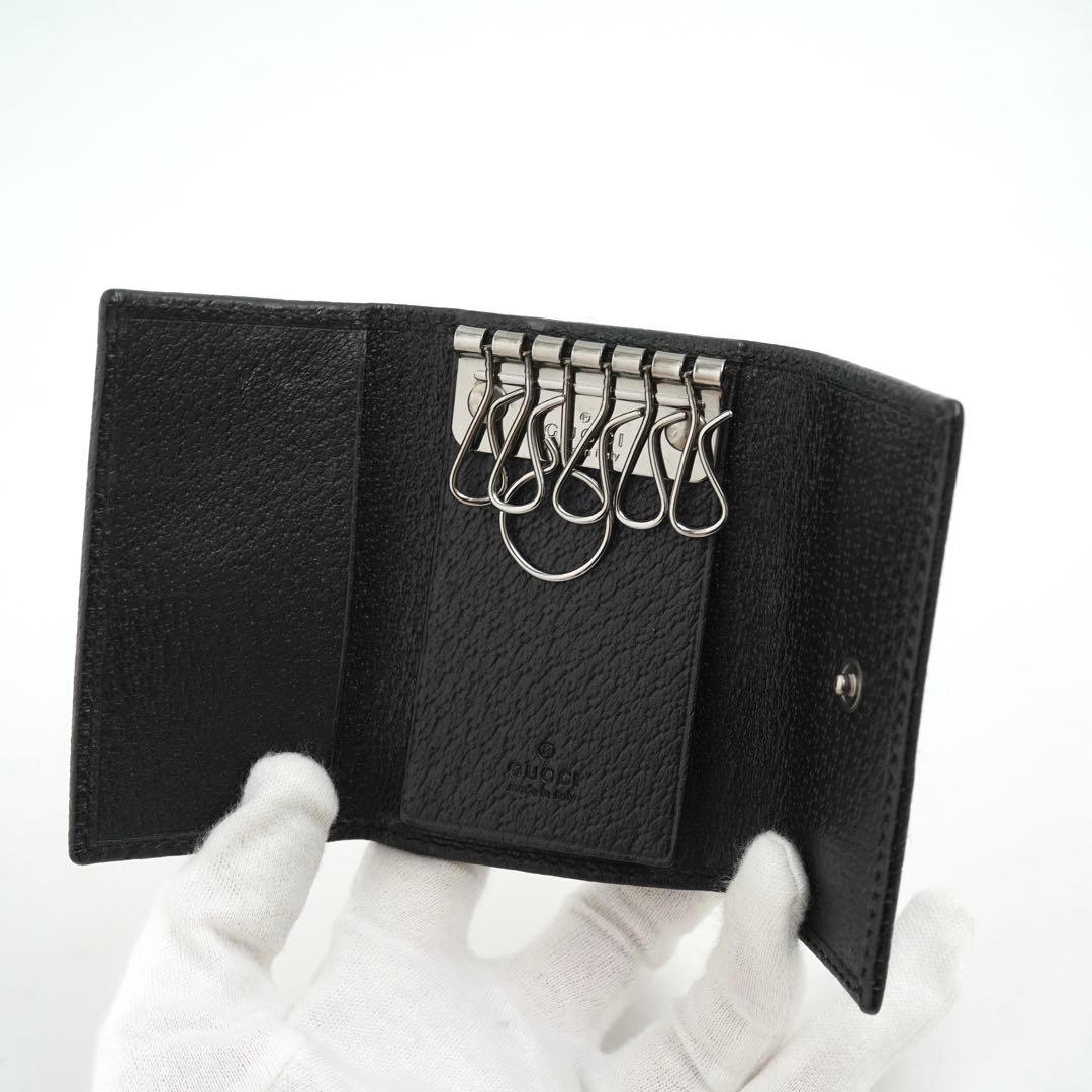 ✨新品未使用✨　グッチ　キーケース　6連　シェリーライン　レザー　ロゴ刻印　箱付