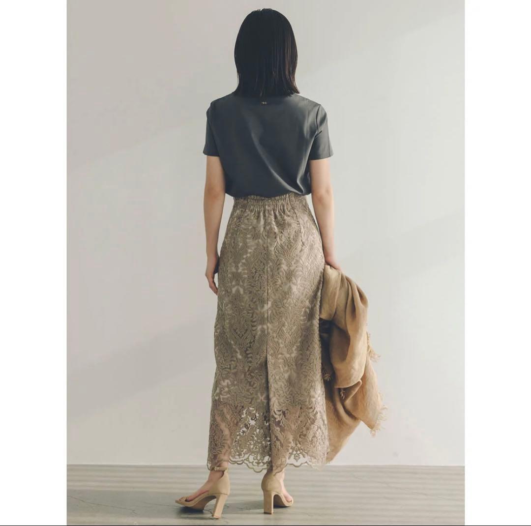 anuans アニュアンス エンブロイダリーレーススカート ベージュ S