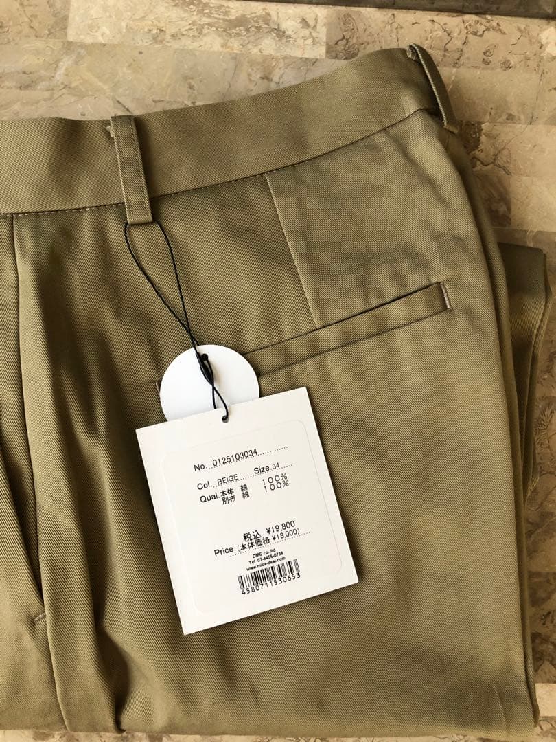 新品　MICA&DEAL　チノワイドパンツ　ベージュ　34