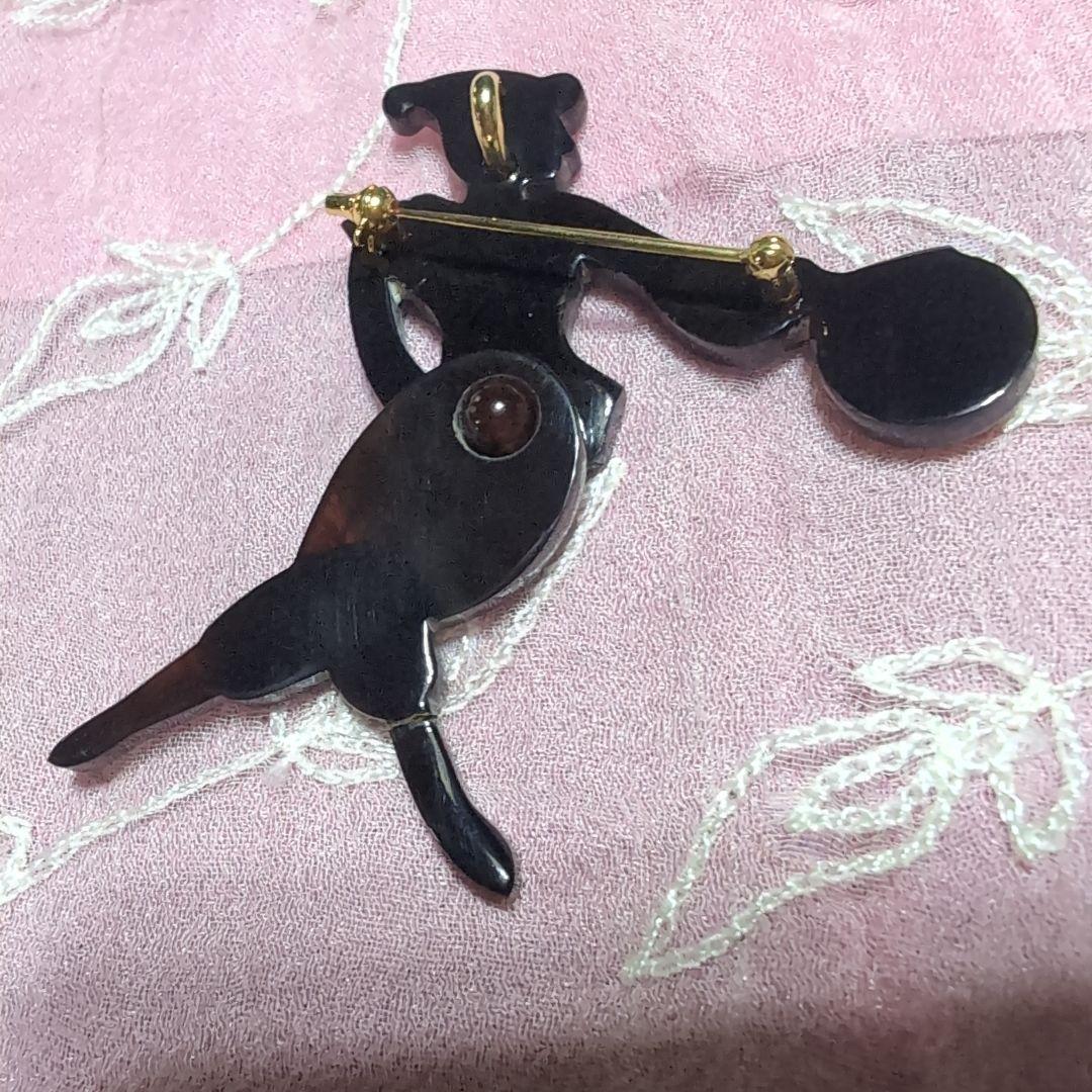 本鼈甲蒔絵ピエロブローチ