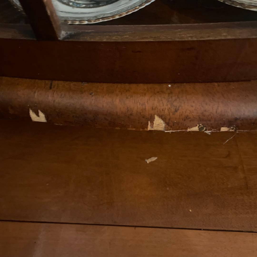 木製円形キャビネット ガラス扉付き