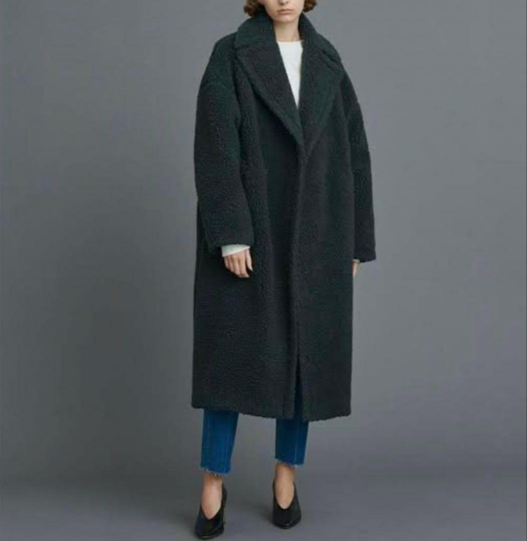 【ノーク】ボアコート　ロング　テディベアコート　ゆったり　チャコールグレー　M