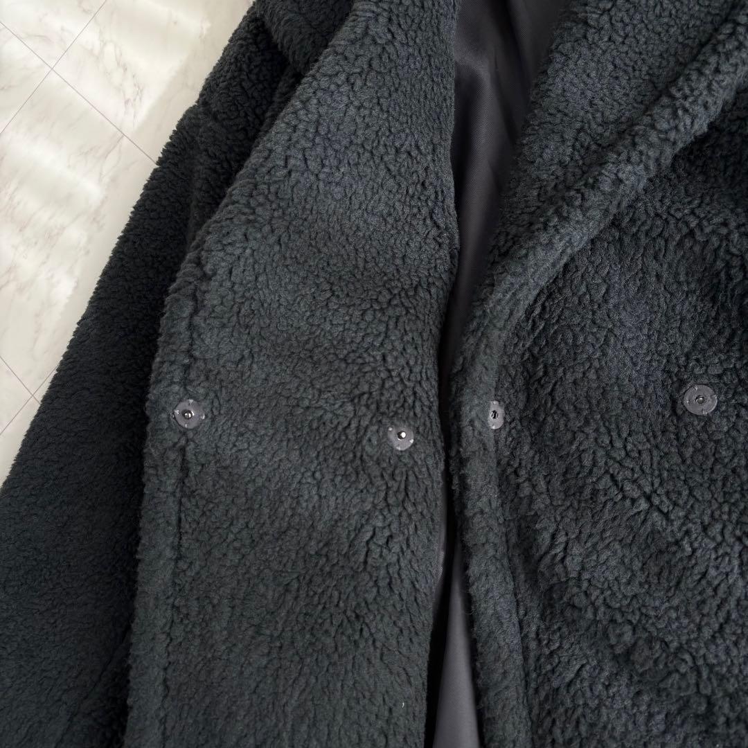 【ノーク】ボアコート　ロング　テディベアコート　ゆったり　チャコールグレー　M