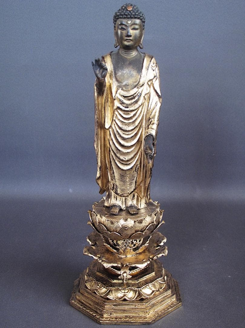 古仏像!!『木造 阿弥陀如来立像』総高33.5㎝ 像高19.5㎝