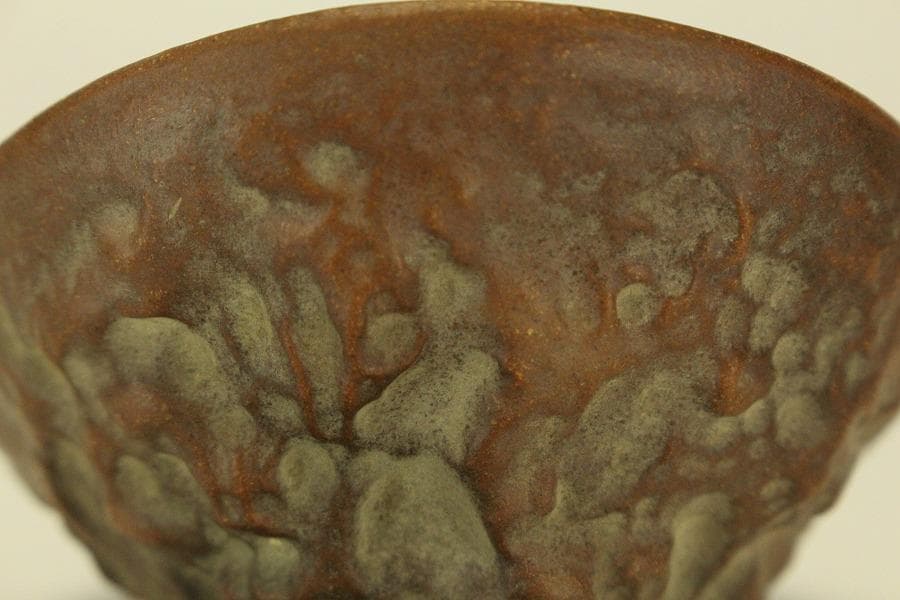 文房具 朱泥 魚紋 筆洗 匙 台付(LC981)