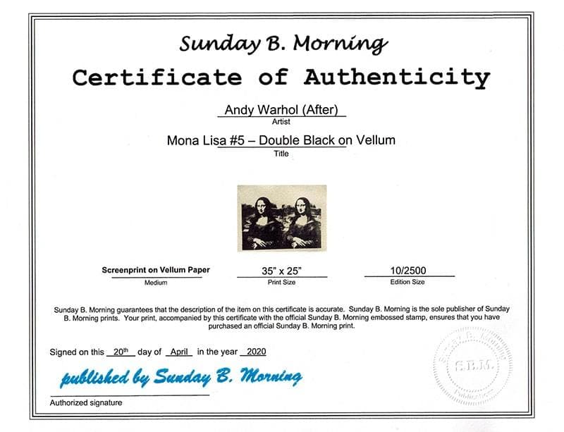 額装品/Sunday B Morning　W モナリザ 限定2500枚/ポスター