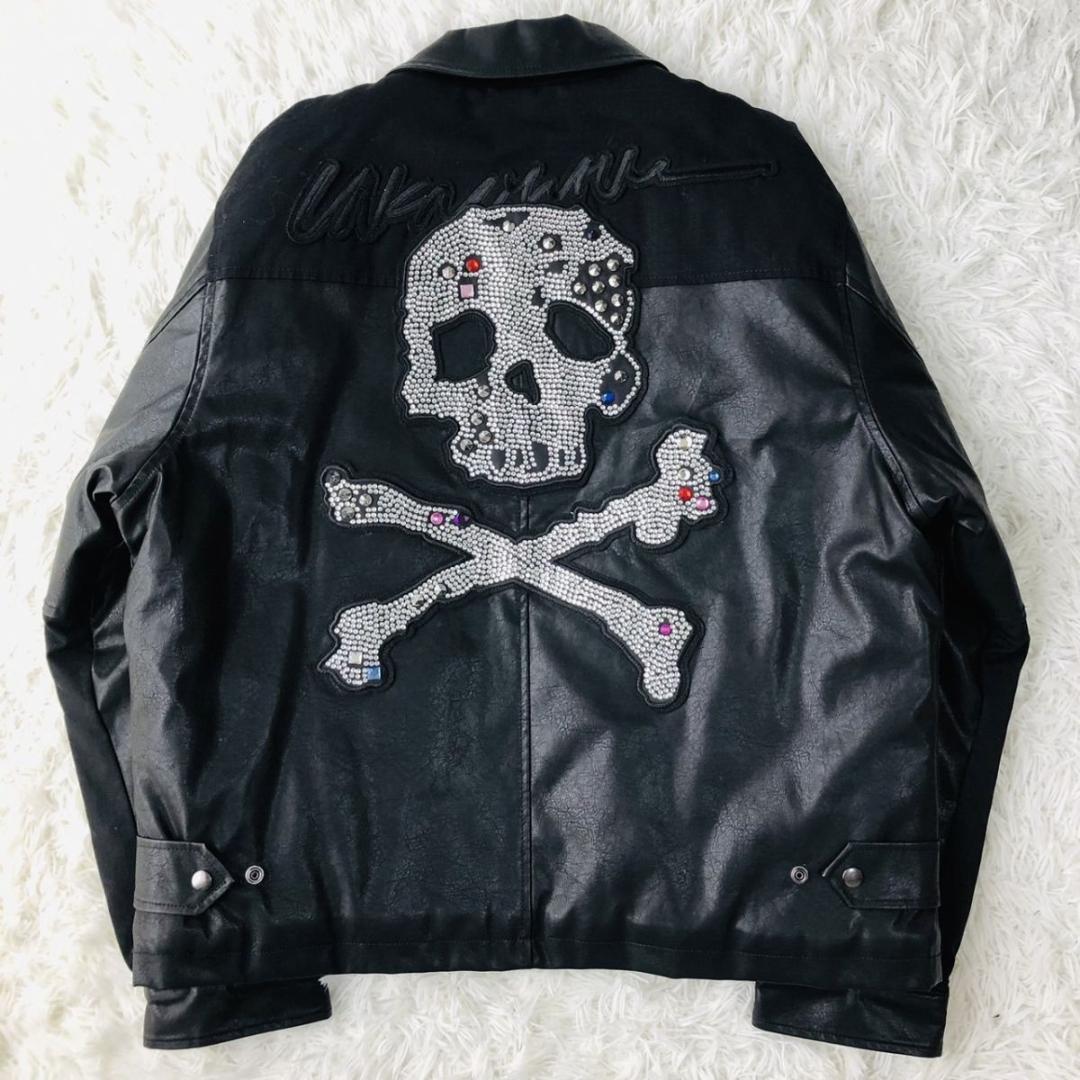 unknown ライダース スカル柄 ライトストーン XL ジャケット メンズ
