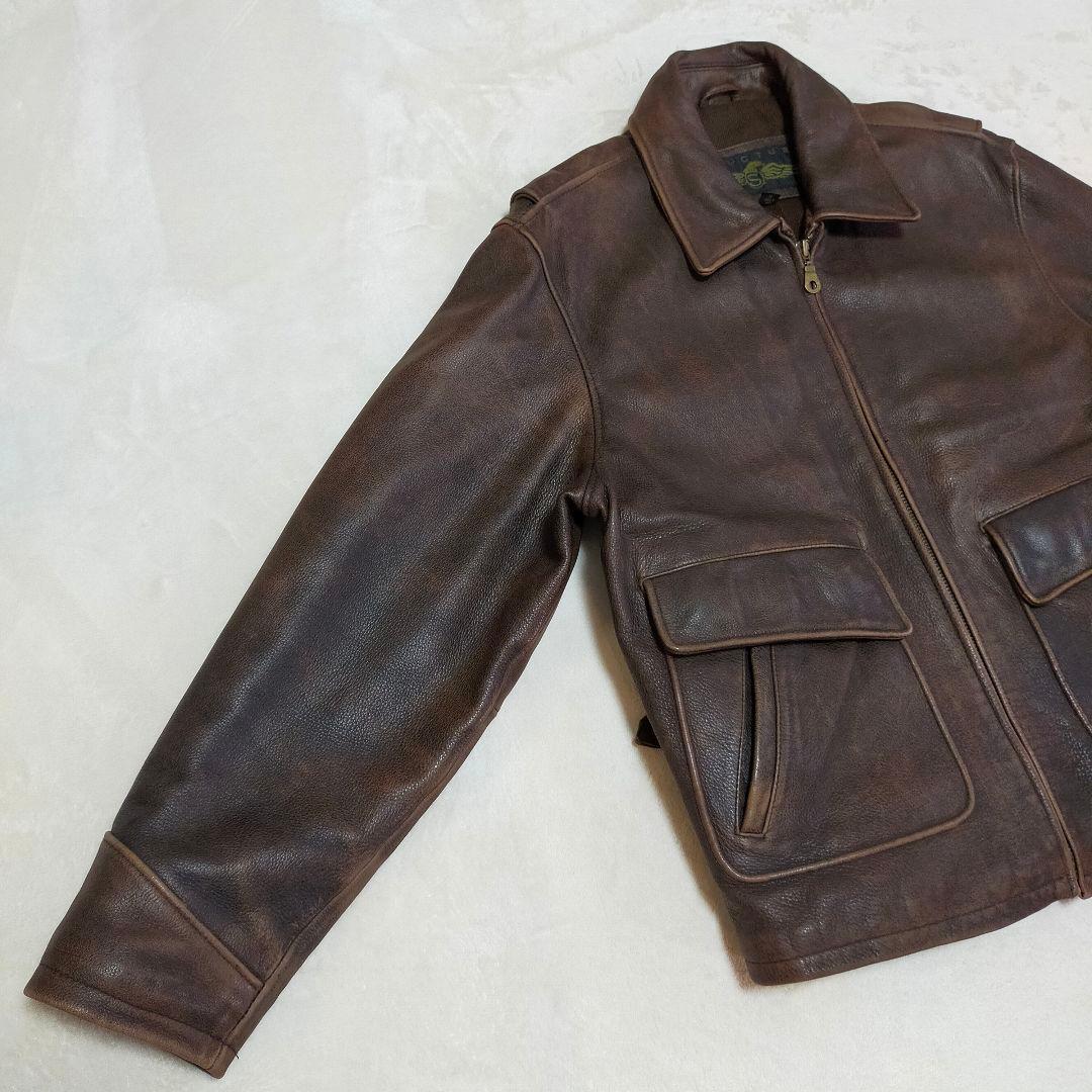 90S　短丈　L〜XL程度　本革　レザージャケット　カーコート