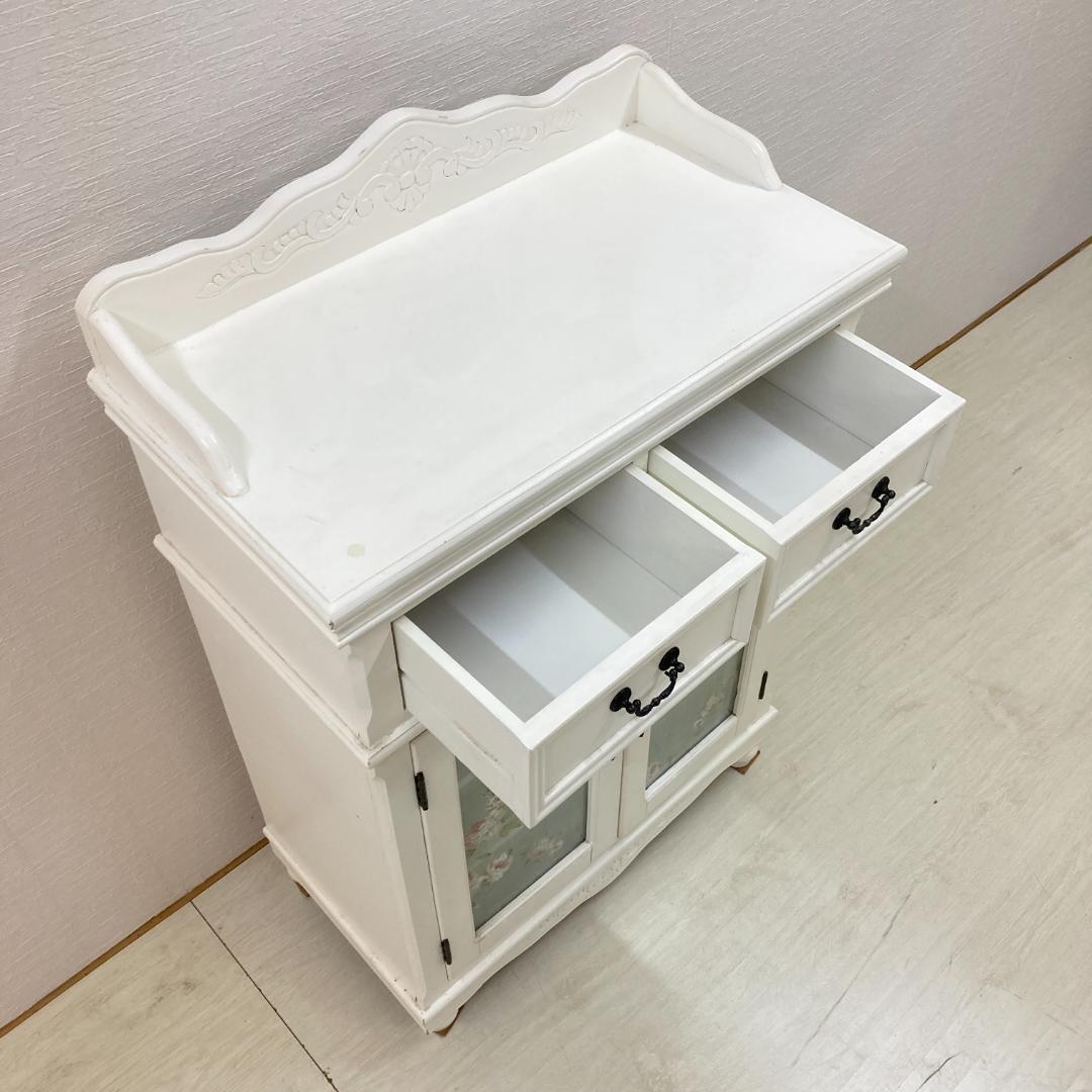 カトラリーキャビネット　ホワイトローズ　フレンチテイスト　姫家具