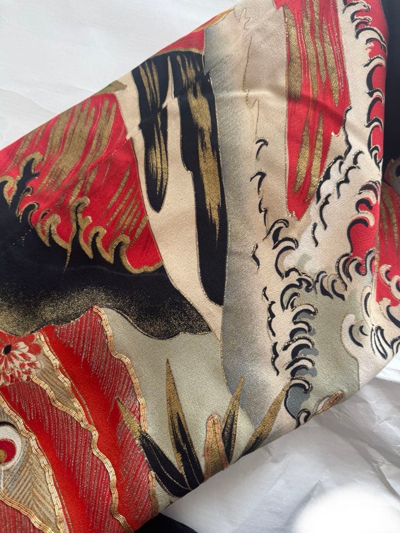 年代物　ビンテージ　振袖　孔雀　クジャク　kimono