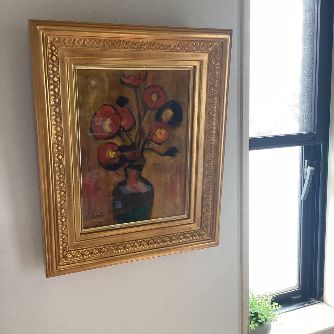 花　油彩画　アンティーク　値下げしました‼️