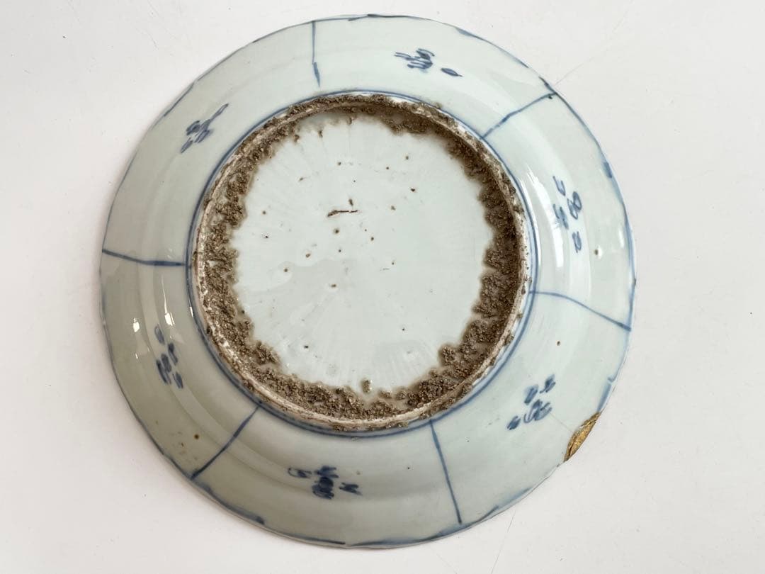 骨董　アンティーク　古染付　芙蓉手　双鹿図　皿　七寸皿