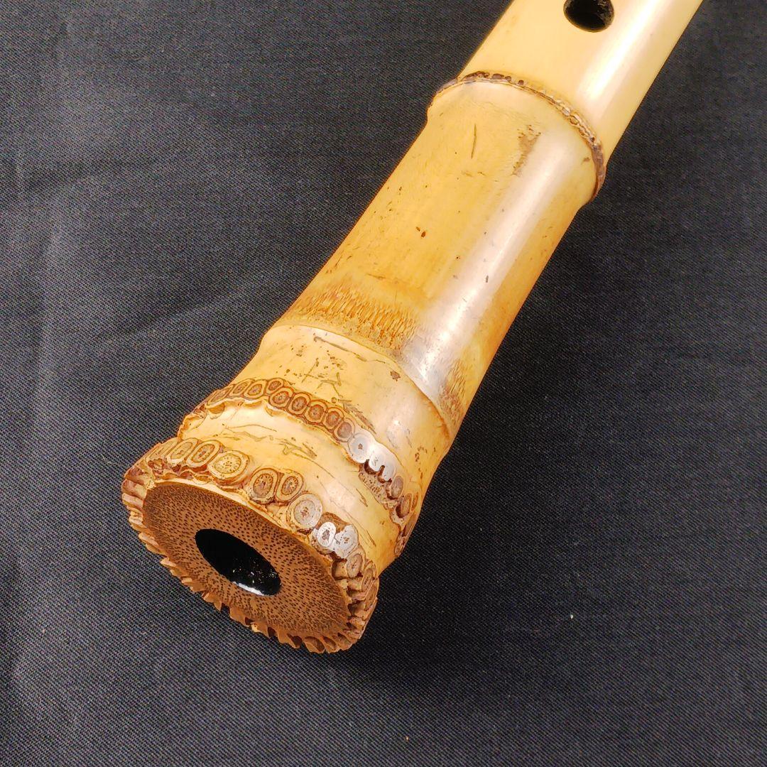 Y3110-5 琴古流 尺八 在銘 銀三線 全長64㎝ 竹製