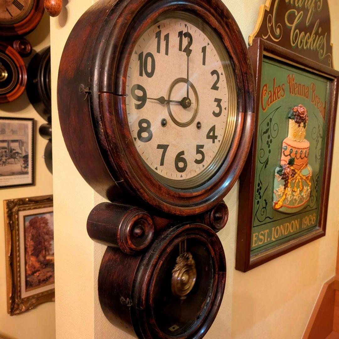 古時計　アンティーク掛時計　ダルマ掛時計 四つ丸　イングラハム　ゼンマイ掛時計