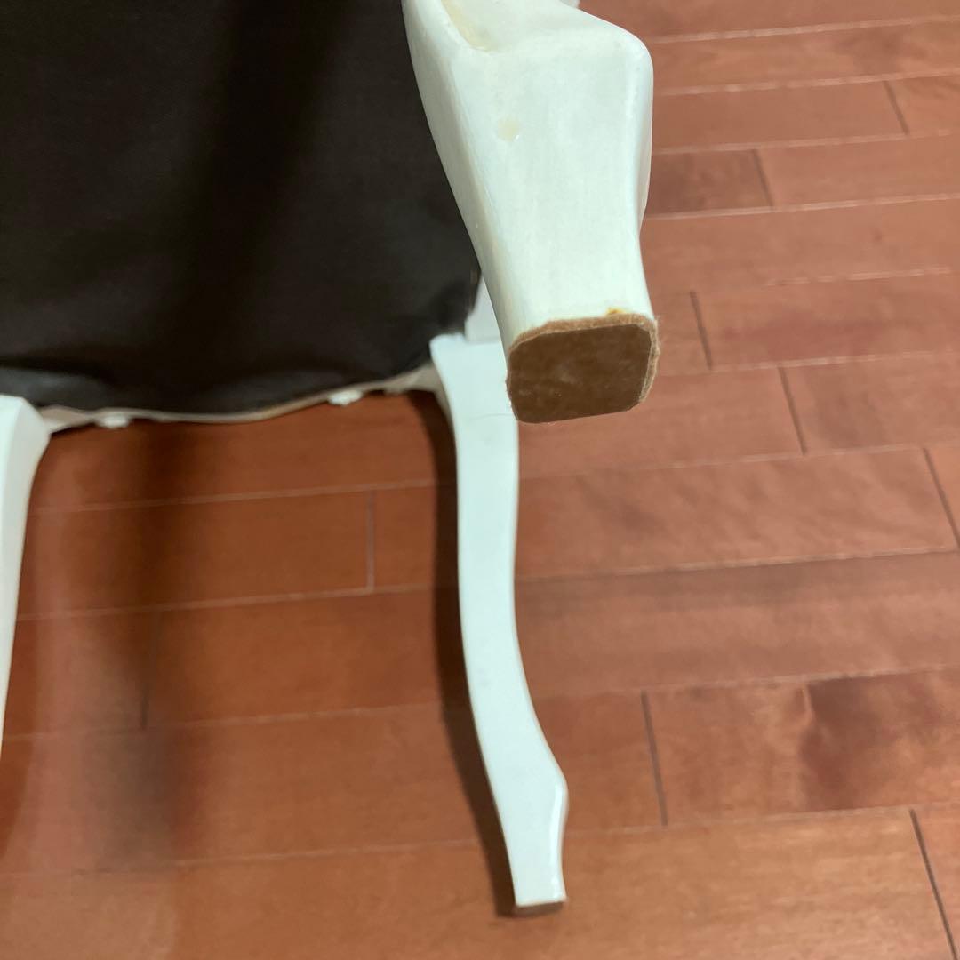 アンティーク調　白　椅子　スツール トワルドジュイ柄座面　ハンドメイド作品