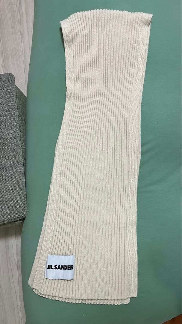 JIL SANDER アイボリー リブ編みスカーフ