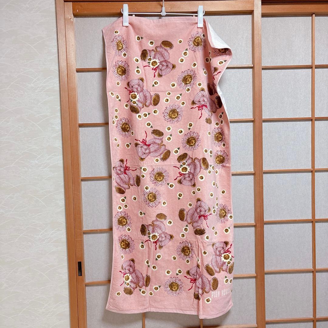 PINK HOUSE（ピンクハウス） バスタオル 花・熊柄 ピンク色