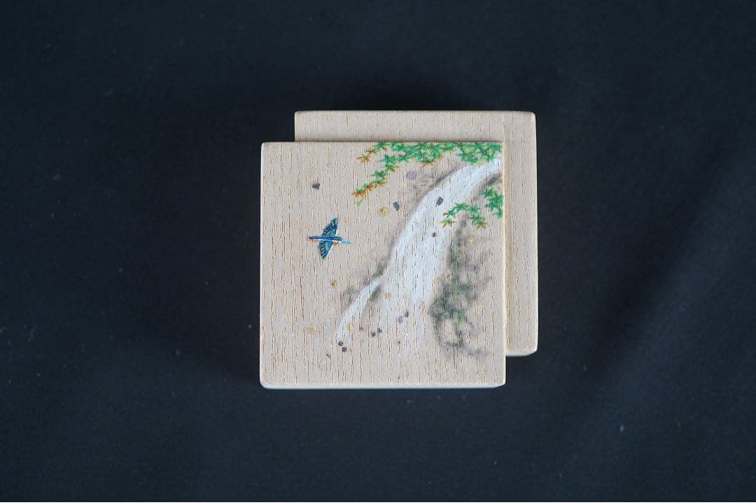 指物師 祥桑軒 川本光春 色紙翡翠 香合 共箱 保証品 茶道具