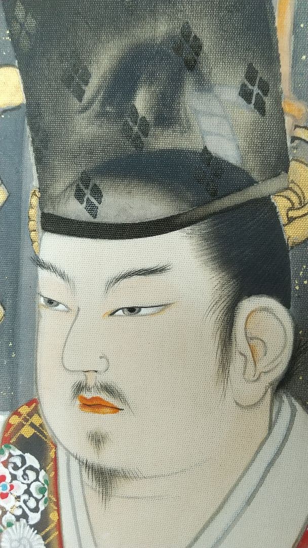 日本画家 植中直斎 義家朝臣像 絹本掛軸 奈良 共箱