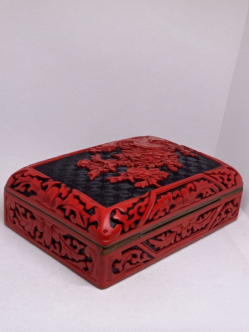 中国美術　内七宝　堆朱　宝石箱　文房具　小物入れ