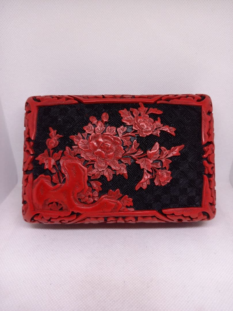 中国美術　内七宝　堆朱　宝石箱　文房具　小物入れ