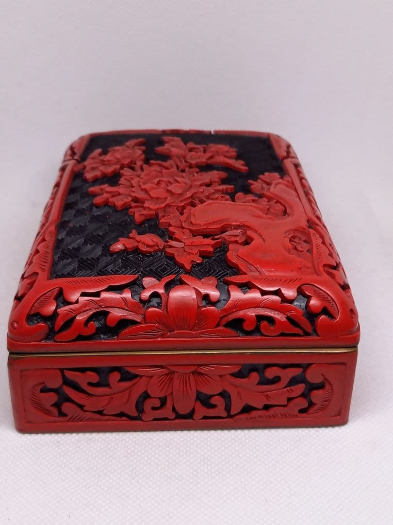 中国美術　内七宝　堆朱　宝石箱　文房具　小物入れ