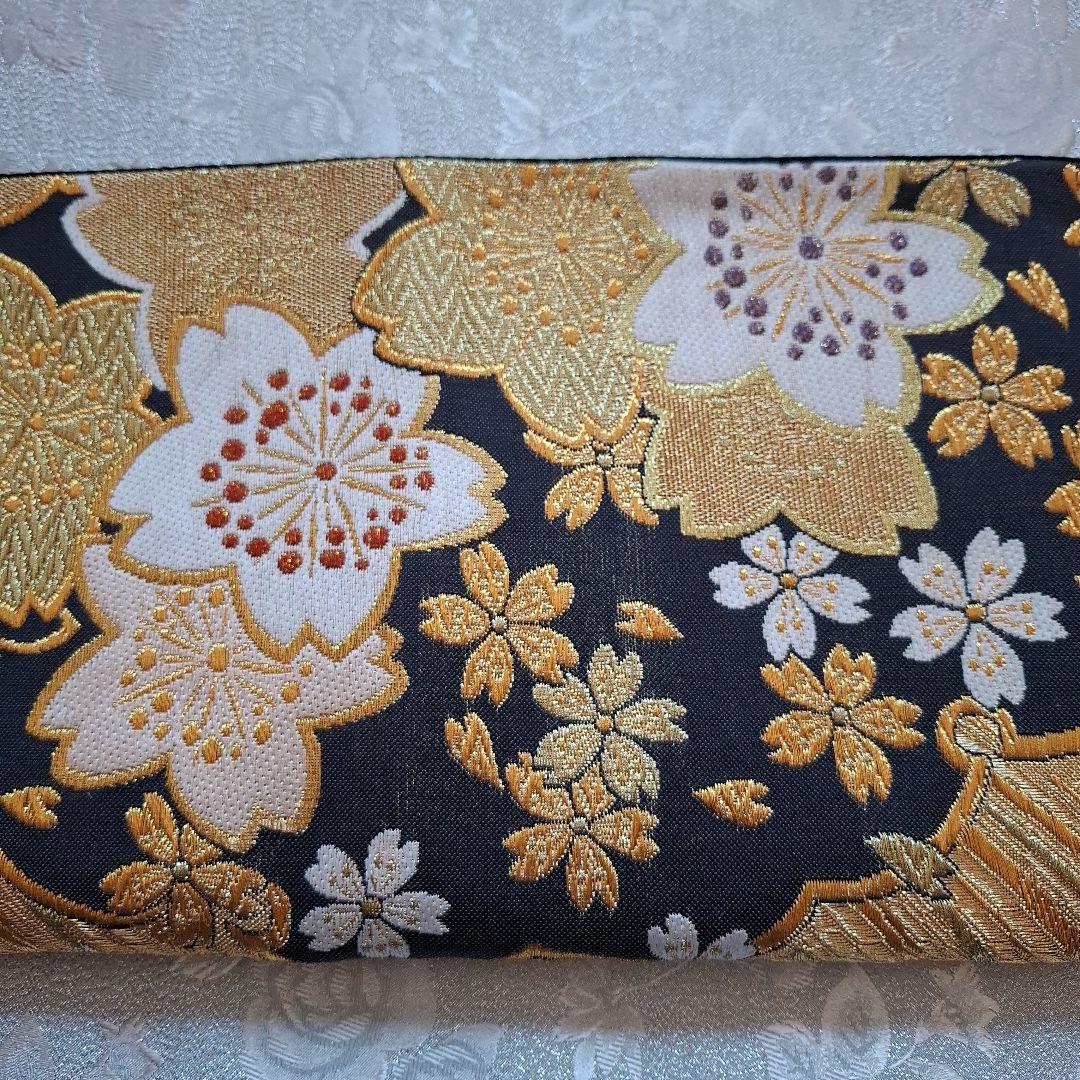【K759】時短！ニ部式 作り帯 振袖⋅舞台⋅舞踊に　正絹　金&黒　刺繍豪華