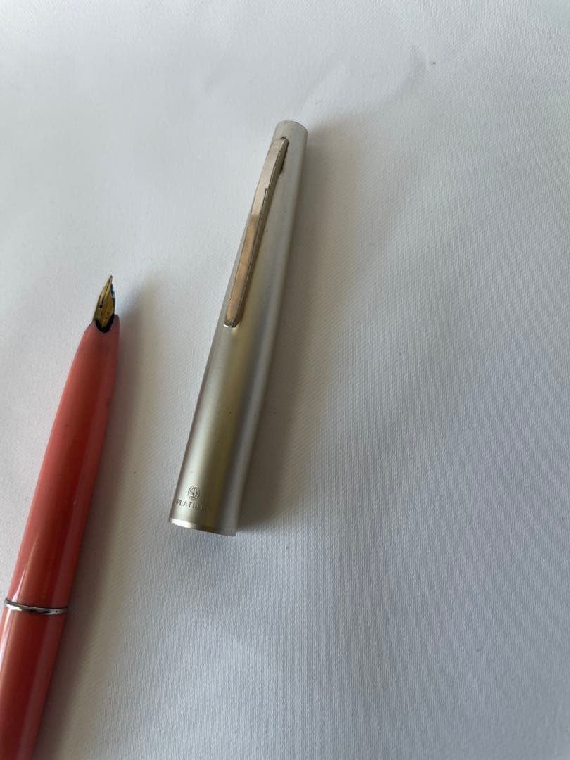 B / PLATINUM プラチナ 万年筆 14K K14 ピンク レトロ 中古