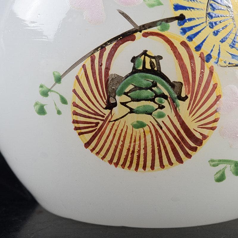 ガラス工芸　鶴亀図　雛徳利　一對　時代箱　縁起物　V　R8928