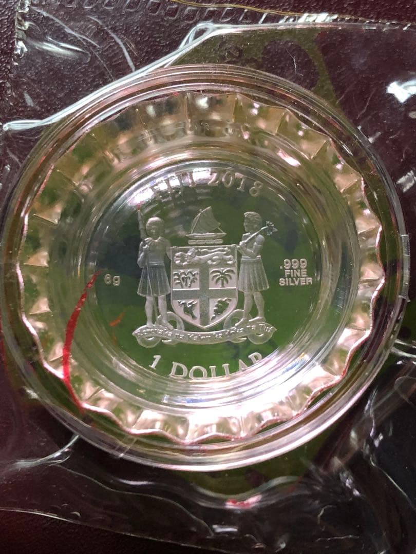 3627【フィジー】2018年1ドル銀貨　コカコーラ　ボトルキャップ銀貨