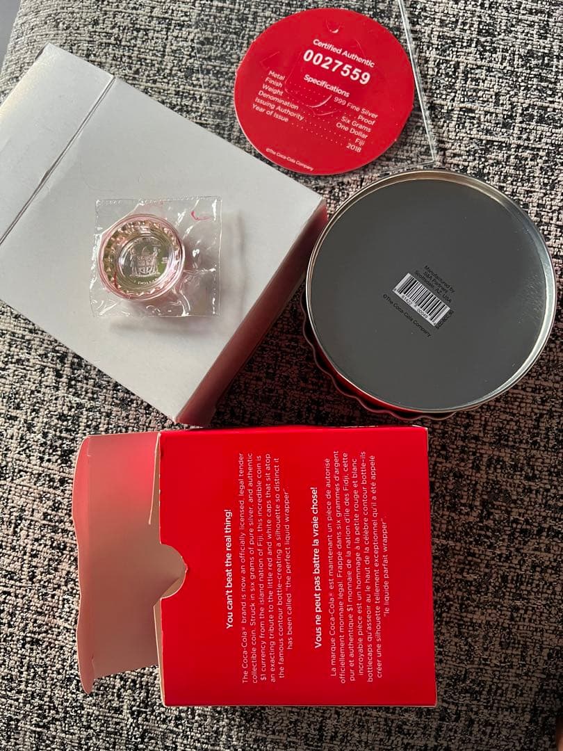 3627【フィジー】2018年1ドル銀貨　コカコーラ　ボトルキャップ銀貨