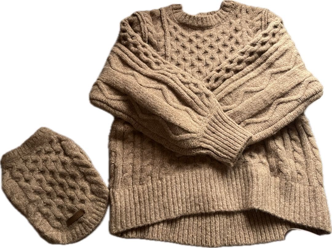 【最終価格】ケーブルドロップショルダーニット　　＊オマケ付き