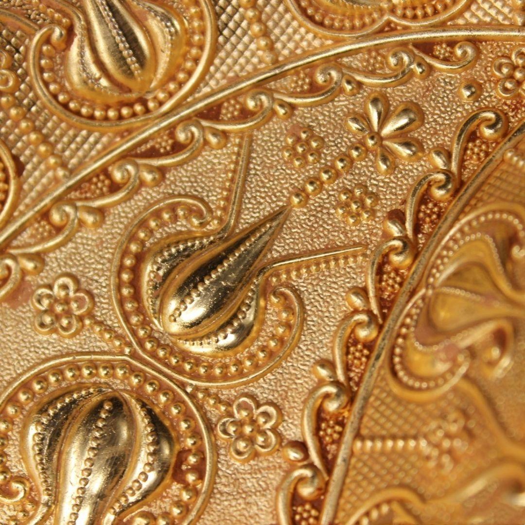 中国美術・金葉皿・純銅微彫・手製・高浮彫・置物・食器・茶器