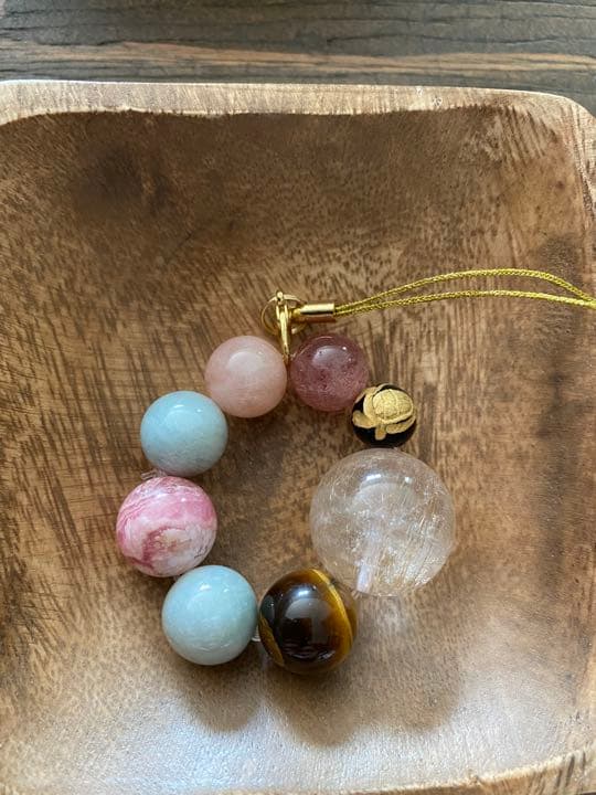 天然石ストラップ　大玉