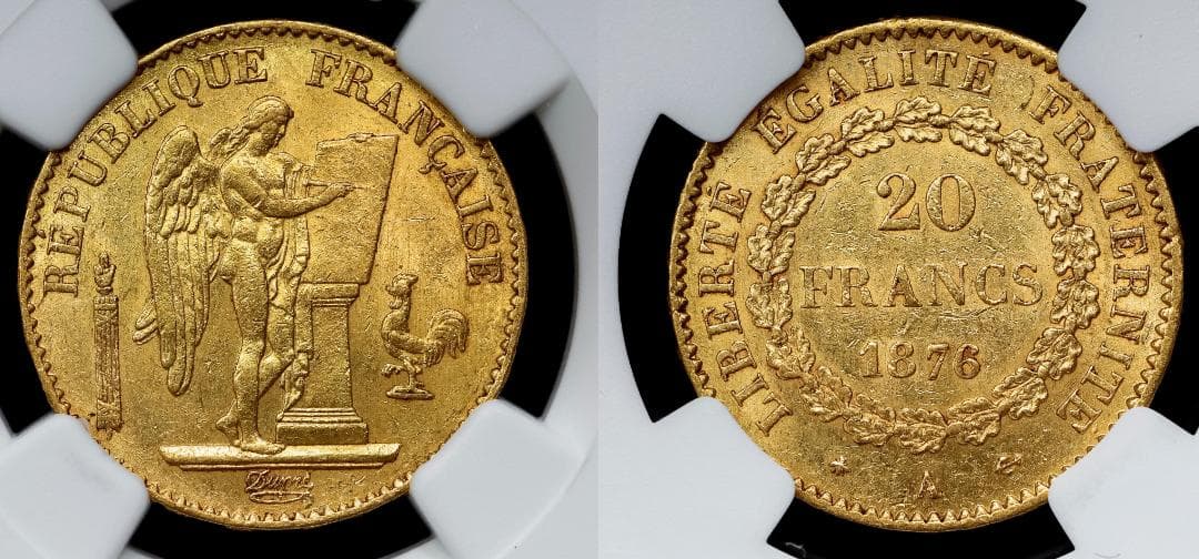 NGC-AU58 1876A エンゼル パリ 20フラン　金貨